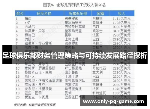 足球俱乐部财务管理策略与可持续发展路径探析